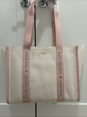 Kate Spade (NWT) Kip Canvas Large Tote Bag in Rose Pink